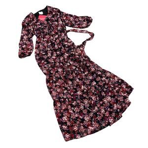 Isabel Maternity Black Floral Chiffon Tiered Woven Dress - Size Small - NWT